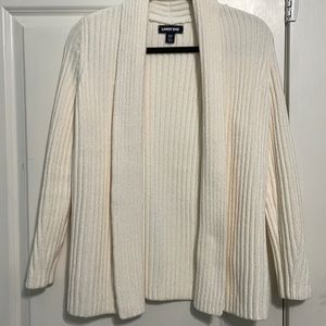 Lands End ladies soft ivory cream open front sweater